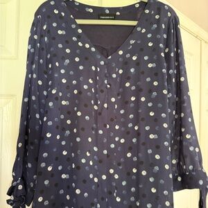 Polka Dot Navy Blouse by Papaya